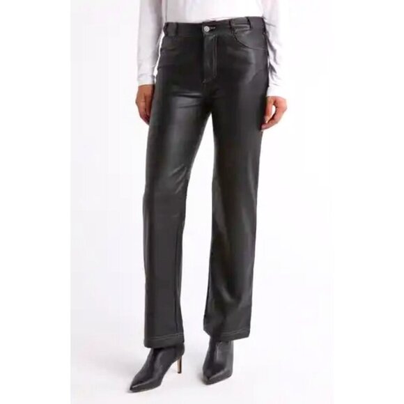Halogen Pants - Halogen High Waisted 5 Pocket Bootcut Leather Pants Black Women's Size 4
